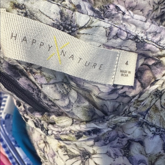 Happy X Nature white/purple floral v neck tiered back tie maxi dress size 4 - Picture 2 of 3